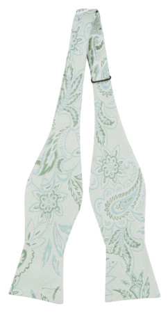 FLOURISHED PALE GREEN self-tie bow tie