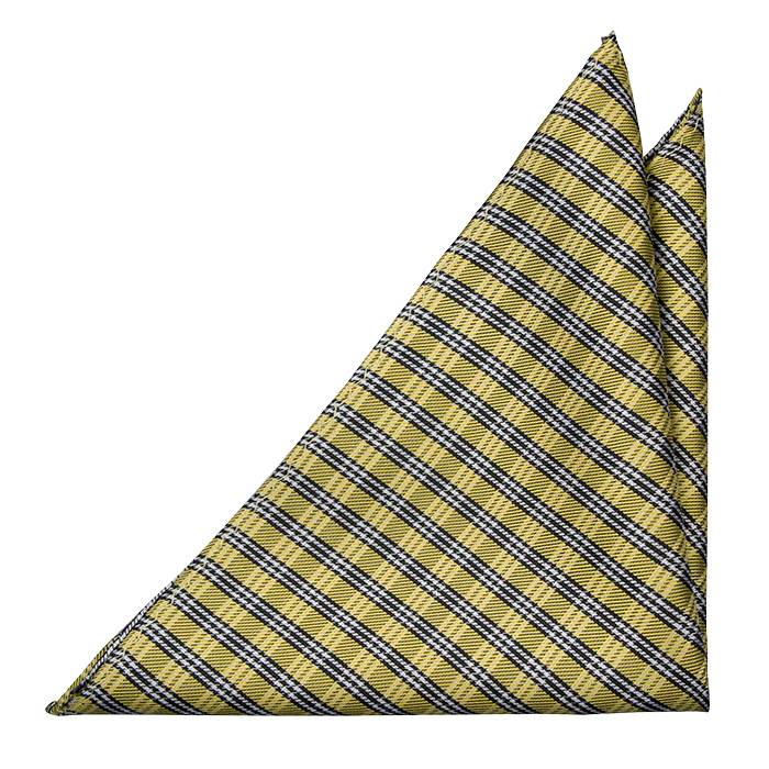 Handkerchief - Intricate checked pattern in black, gold & white