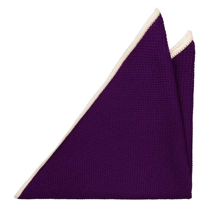 Handkerchief - Knitted dark purple wool, sewn, white polka dots - Notch ...