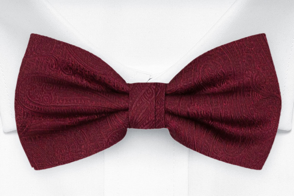 ORNATE DARK RED pre-tied bow tie