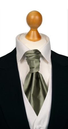 SATIN MOSS GREEN pre-tied cravat