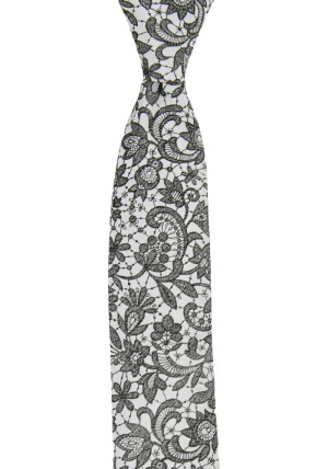 VIGSEL WHITE BLACK skinny tie